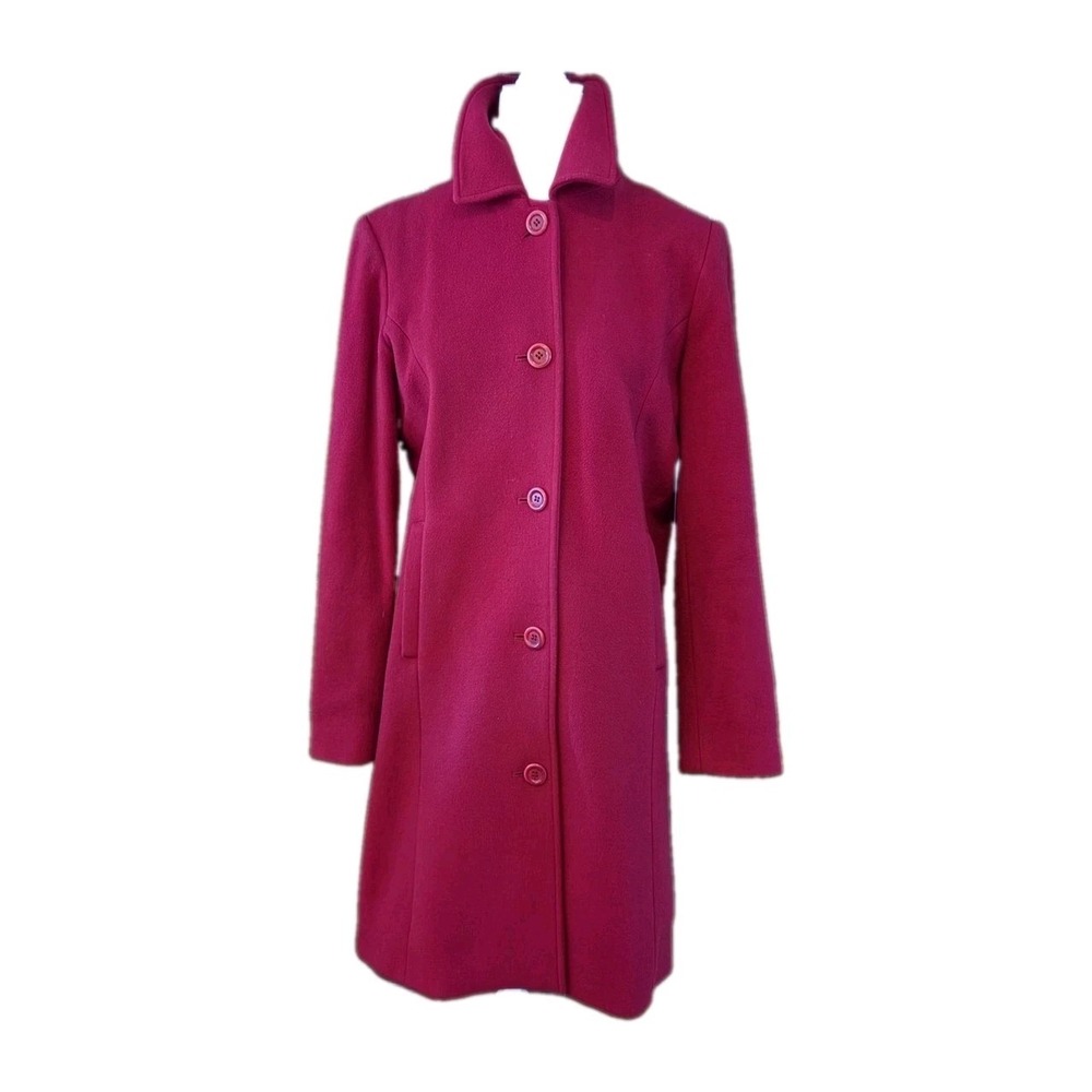 Vintage LL Bean Wool Blend Walker Coat 8 Crimson Red Y2K Dark Academia Minimal